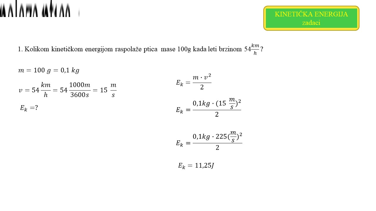 Kineticka energija zadaci