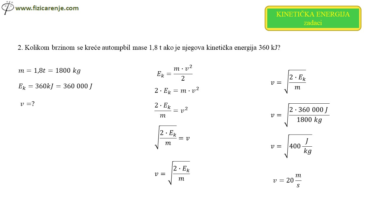 Kineticka energija zadaci