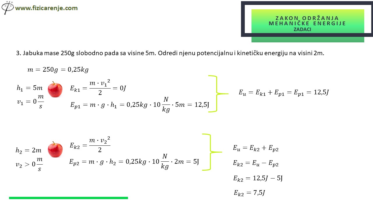 Zakon odrzanja mehanicke energije zadaci