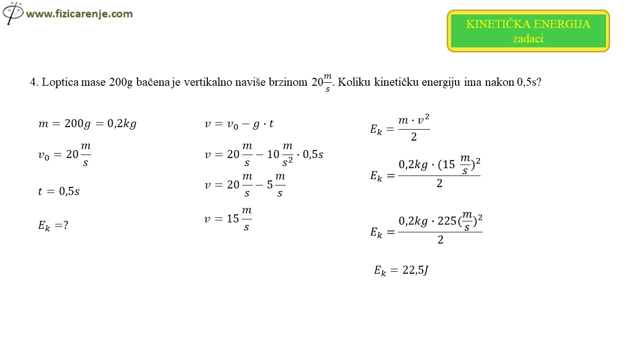 Kineticka energija zadaci