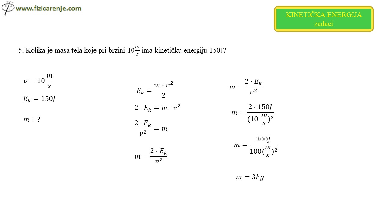 Kineticka energija zadaci