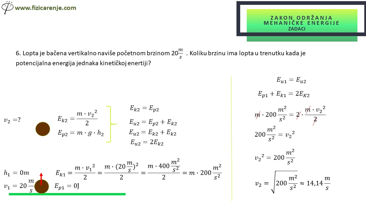 Zakon odrzanja mehanicke energije zadaci